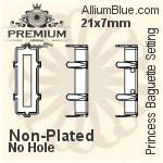 PREMIUM Princess Baguette Setting (PM4547/S), With Sew-on Holes, 24x8mm, Unplated Brass