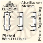 PREMIUM Princess Baguette 石座, (PM4547/S), 縫い穴なし, 24x8mm, メッキなし 真鍮
