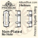 PREMIUM Princess Baguette Setting (PM4547/S), With Sew-on Holes, 24x8mm, Plated Brass