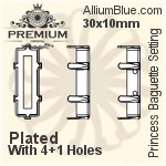 PREMIUM Princess Baguette Setting (PM4547/S), With Sew-on Holes, 21x7mm, Plated Brass
