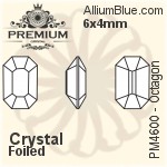 PREMIUM Octagon Fancy Stone (PM4600) 6x4mm - Crystal Effect With Foiling