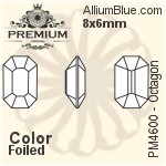 PREMIUM Octagon Fancy Stone (PM4600) 14x10mm - Clear Crystal With Foiling