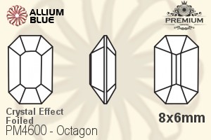 PREMIUM CRYSTAL Octagon Fancy Stone 8x6mm Hematite F