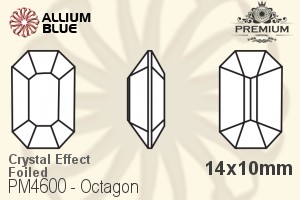 PREMIUM Octagon Fancy Stone (PM4600) 14x10mm - Crystal Effect With Foiling - Click Image to Close