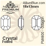 PREMIUM Octagon Fancy Stone (PM4600) 18x13mm - Clear Crystal With Foiling
