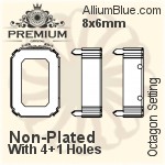 PREMIUM Octagon Setting (PM4610/S), With Sew-on Holes, 10x8mm, Unplated Brass