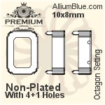 PREMIUM Octagon Setting (PM4610/S), With Sew-on Holes, 8x6mm, Plated Brass