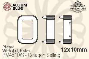 PREMIUM Octagon Setting (PM4610/S), With Sew-on Holes, 12x10mm, Plated Brass - Haga Click en la Imagen para Cerrar