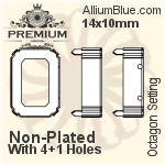 PREMIUM Octagon Setting (PM4610/S), With Sew-on Holes, 14x10mm, Unplated Brass