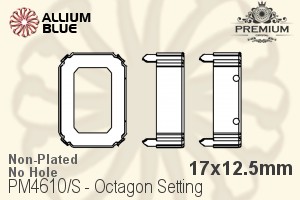 PREMIUM Octagon 石座, (PM4610/S), 縫い穴なし, 17x12.5mm, メッキなし 真鍮