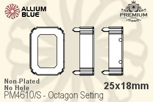 PREMIUM Octagon 石座, (PM4610/S), 縫い穴なし, 25x18mm, メッキなし 真鍮 - ウインドウを閉じる