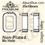 PREMIUM Octagon Setting (PM4610/S), With Sew-on Holes, 27x18.5mm, Plated Brass