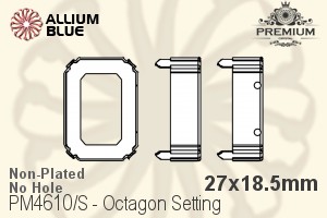 PREMIUM Octagon 石座, (PM4610/S), 縫い穴なし, 27x18.5mm, メッキなし 真鍮