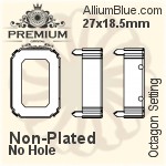 PREMIUM Octagon Setting (PM4610/S), With Sew-on Holes, 27x18.5mm, Unplated Brass