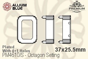 PREMIUM Octagon Setting (PM4610/S), With Sew-on Holes, 37x25.5mm, Plated Brass - Click Image to Close