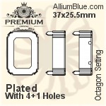 PREMIUM Octagon 石座, (PM4610/S), 縫い穴付き, 37x25.5mm, メッキあり 真鍮
