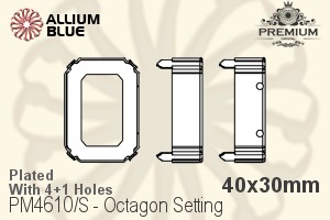 PREMIUM Octagon Setting (PM4610/S), With Sew-on Holes, 40x30mm, Plated Brass