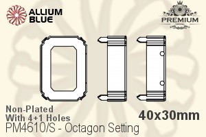 PREMIUM Octagon Setting (PM4610/S), With Sew-on Holes, 40x30mm, Unplated Brass