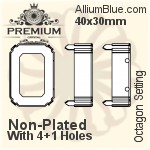 PREMIUM Octagon Setting (PM4610/S), With Sew-on Holes, 40x30mm, Unplated Brass