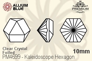 プレミアム Kaleidoscope Hexagon ファンシーストーン (PM4699) 10mm - クリスタル 裏面フォイル - ウインドウを閉じる