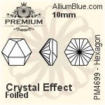 PREMIUM Kaleidoscope Hexagon Fancy Stone (PM4699) 10mm - Clear Crystal With Foiling