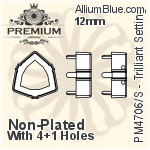 PREMIUM Trilliant Setting (PM4706/S), With Sew-on Holes, 7mm, Unplated Brass