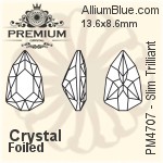PREMIUM Slim Trilliant Fancy Stone (PM4707) 13.6x8.6mm - Color With Foiling