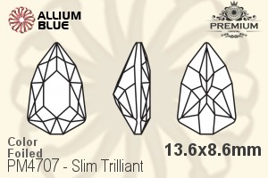 PREMIUM Slim Trilliant Fancy Stone (PM4707) 13.6x8.6mm - Color With Foiling - 關閉視窗 >> 可點擊圖片