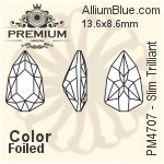 PREMIUM Slim Trilliant Fancy Stone (PM4707) 13.6x8.6mm - Clear Crystal With Foiling