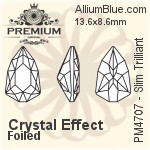 PREMIUM Slim Trilliant Fancy Stone (PM4707) 14x9mm - Crystal Effect With Foiling