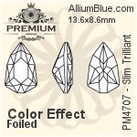 PREMIUM Slim Trilliant Fancy Stone (PM4707) 13.6x8.6mm - Clear Crystal With Foiling