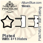 PREMIUM Star Setting (PM4745/S), With Sew-on Holes, 5mm, Plated Brass