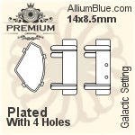 PREMIUM Galactic Setting (PM4757/S), With Sew-on Holes, 14x8.5mm, Unplated Brass