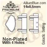PREMIUM Galactic 石座, (PM4757/S), 縫い穴付き, 14x8.5mm, メッキなし 真鍮
