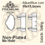 PREMIUM Galactic 石座, (PM4757/S), 縫い穴付き, 19x11.5mm, メッキなし 真鍮