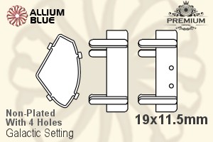 PREMIUM Galactic 石座, (PM4757/S), 縫い穴付き, 19x11.5mm, メッキなし 真鍮