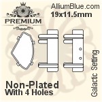 PREMIUM Galactic 石座, (PM4757/S), 縫い穴付き, 19x11.5mm, メッキあり 真鍮
