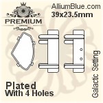 PREMIUM Galactic 石座, (PM4757/S), 縫い穴付き, 39x23.5mm, メッキあり 真鍮