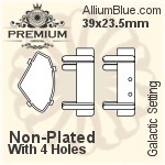 PREMIUM Galactic 石座, (PM4757/S), 縫い穴付き, 39x23.5mm, メッキなし 真鍮