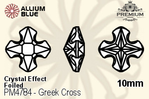 PREMIUM Greek Cross Fancy Stone (PM4784) 10mm - Crystal Effect With Foiling - 關閉視窗 >> 可點擊圖片