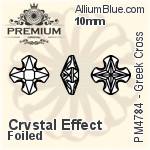 PREMIUM Greek Cross Fancy Stone (PM4784) 10mm - Clear Crystal With Foiling