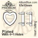 PREMIUM Heart 石座, (PM4800/S), 縫い穴付き, 5.5x5mm, メッキなし 真鍮