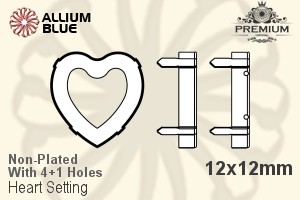 PREMIUM Heart Setting (PM4800/S), With Sew-on Holes, 12x12mm, Unplated Brass - 關閉視窗 >> 可點擊圖片
