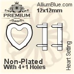 PREMIUM Heart 石座, (PM4800/S), 縫い穴なし, 25x25mm, メッキなし 真鍮
