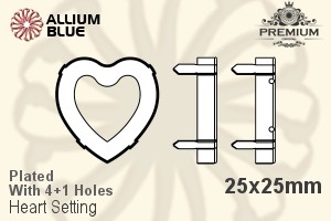 PREMIUM Heart Setting (PM4800/S), With Sew-on Holes, 25x25mm, Plated Brass