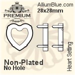 PREMIUM Heart 石座, (PM4800/S), 縫い穴付き, 12x12mm, メッキあり 真鍮