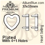PREMIUM Heart Setting (PM4800/S), With Sew-on Holes, 32x32mm, Unplated Brass