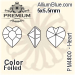 プレミアム Heart ファンシーストーン (PM4800) 5x5.5mm - カラー 裏面フォイル