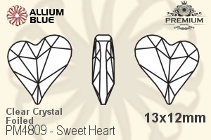 PREMIUM Sweet Heart Fancy Stone (PM4809) 13x12mm - Clear Crystal With Foiling