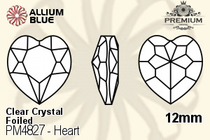 PREMIUM Heart Fancy Stone (PM4827) 12mm - Clear Crystal With Foiling